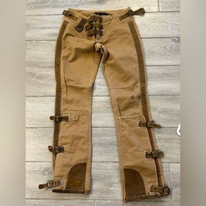 Vintage Ralph Lauren work panel equestrian western buckle leather pants